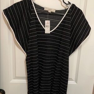LOFT Black Striped Women's Top